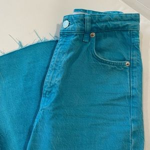 Zara teal wide leg jeans